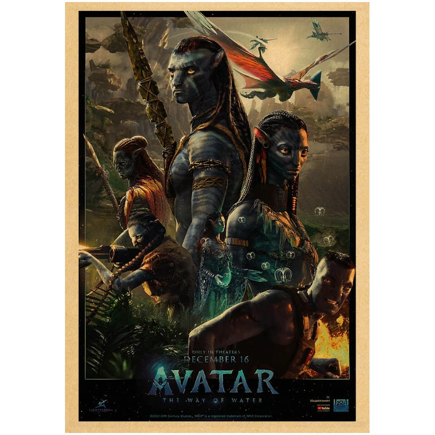 AVATAR 2 The Way of Water Printed Wall  Posters Vintage Kraft Paper  Living Room Home Wall  Art Painting