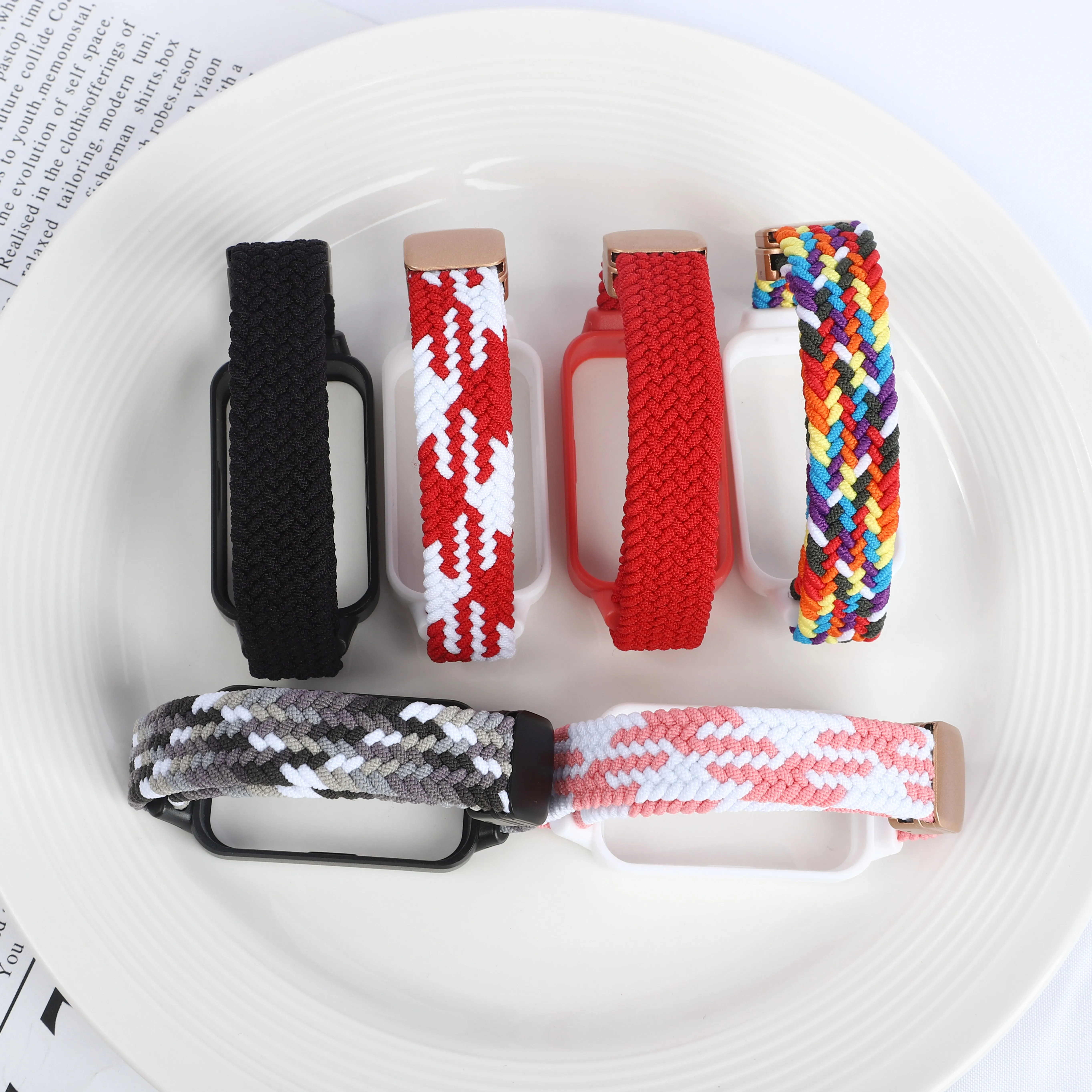 PC-Gehäuse + geflochtenes Armband für Xiaomi Mi Band 9 8 Aktivzubehör Sport magnetisches Nyon-Armband Correa + Abdeckung für Redmi Band 3 2