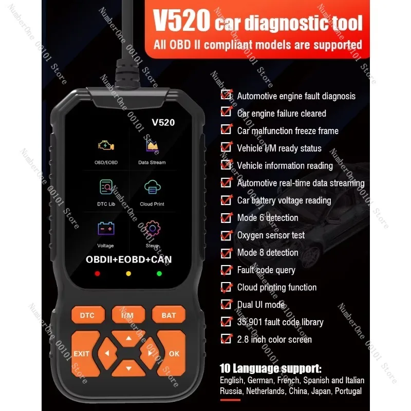 OBD2000 Car Scanner Diagnostic Scanning Tool V520 Car Diagnostic Detector