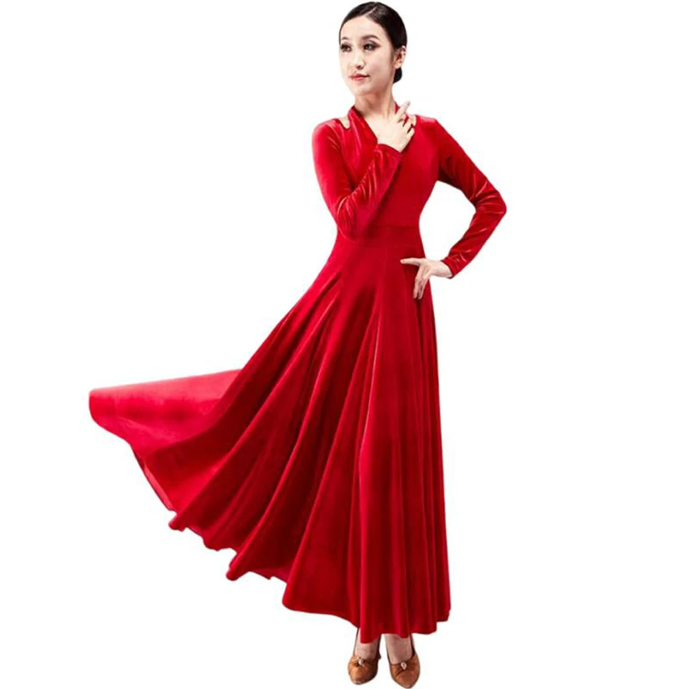 

Wine Red Ballroom Dance Competition Dresses Women Waltz Performance Professional Clothing Adult Children Social Dancing Dress