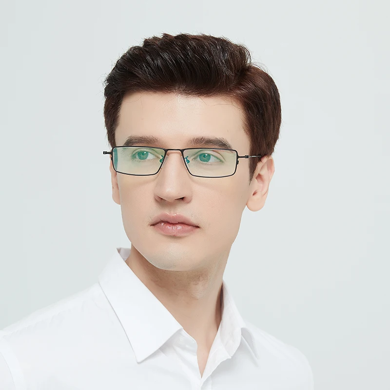 Men Pure Titanium Narrow Square Glasses Frame Ultra-light 6g Air Silicon Nose Pads Comfortable Eyeglasses Good Quality Spectacle