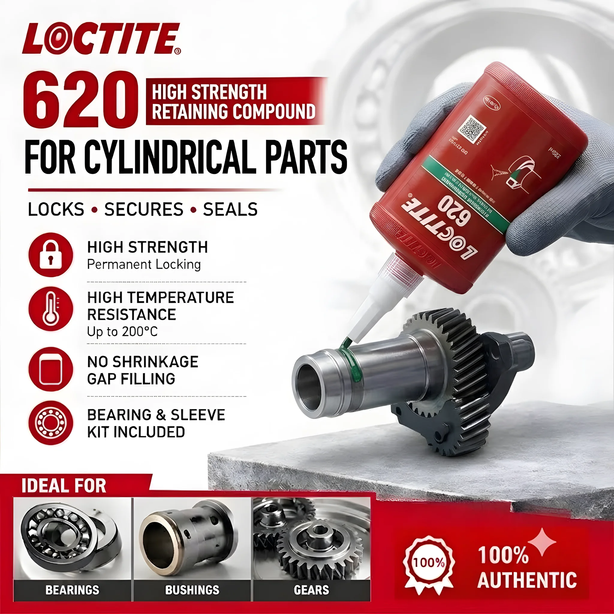 Loctite 620 Original Green Anaerobic Retaining Compound High Temperature Threadlocker 50ml 250ml Sealant for Industrial Use