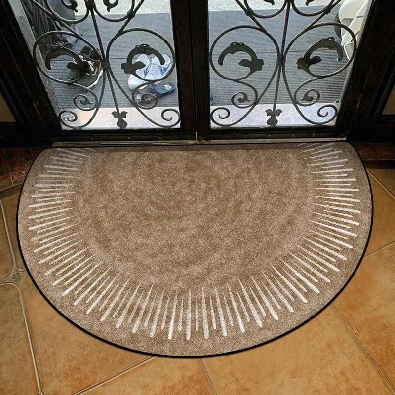 Modern Art Semi Circular Doormat Non Slip Wear Resistant Indoor Outdoor Entrance Welcome Mat Kitchen Rug Home Decor