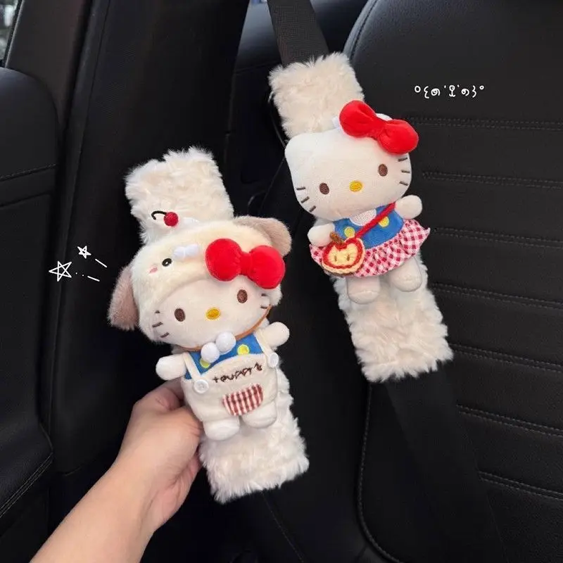 

Sanrio Car Accessories Seat Belt Anime Hello Kitty Shoulder Cover Cute Cartoon 3D Doll Protection Seat Belt Padding Pad Cushion