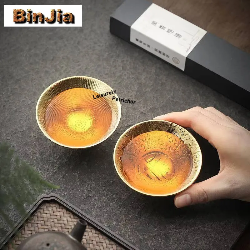 

75ml Multicolor Gilding Tea Cup Ceramic Teacup Chinese Style Retro Handmade Golden Vintage Set Home Bowl Master Supplies Craft