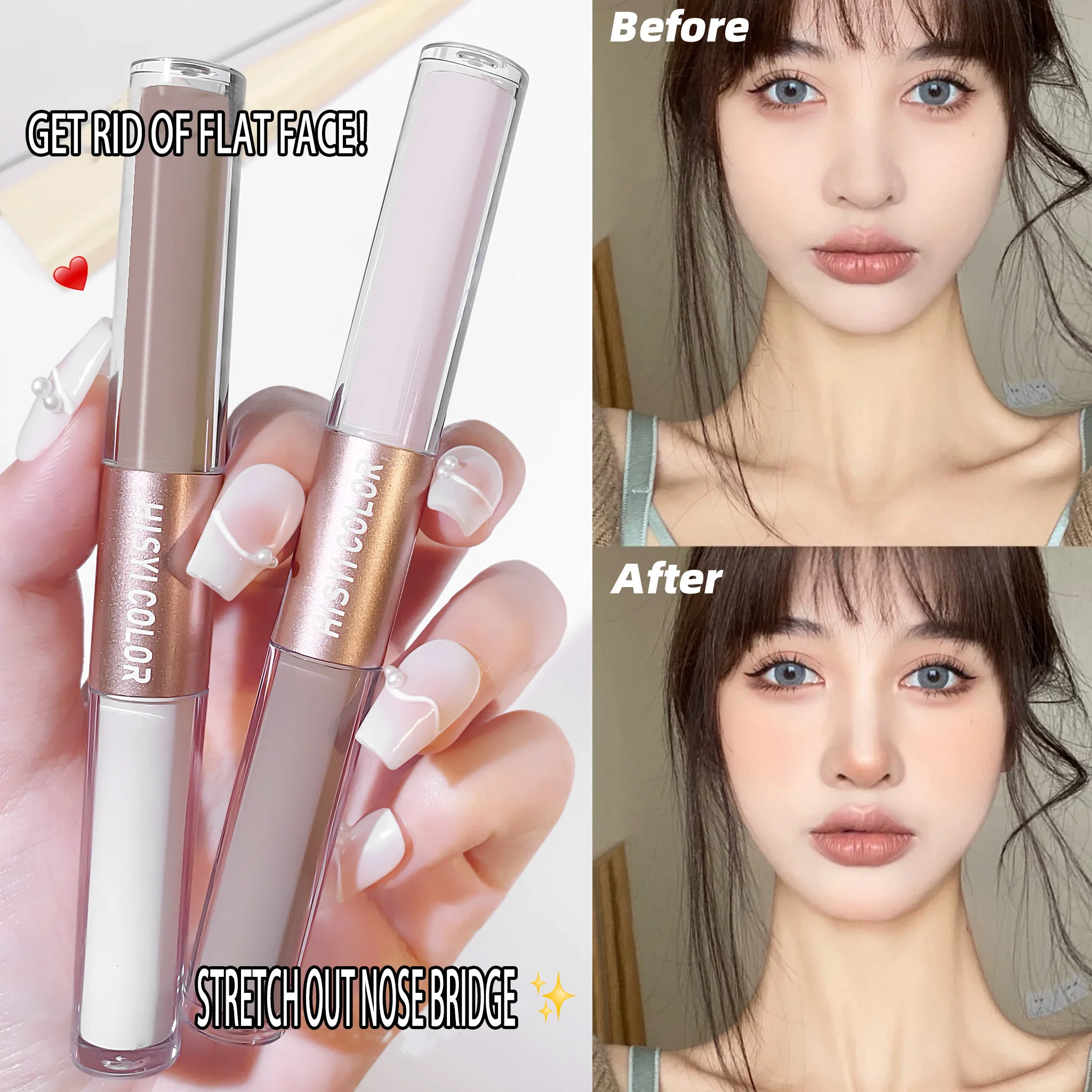 Iluminador e contorno líquido ilumina o tom da pele e modifica as contos faciais. De longa duração, impermeável e à prova de suor