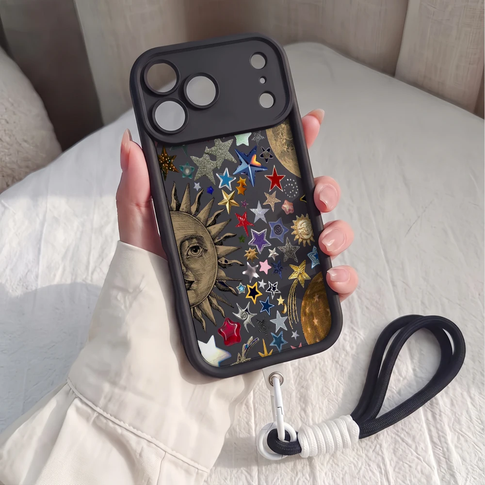 Handyhülle für Samsung Galaxy Note 20 S25 S26 Plus S24 FE S25 S24 Ultra A57 A07 5G Stern Mond Sonne Collage Lanyard Silikonhülle – Detail 2