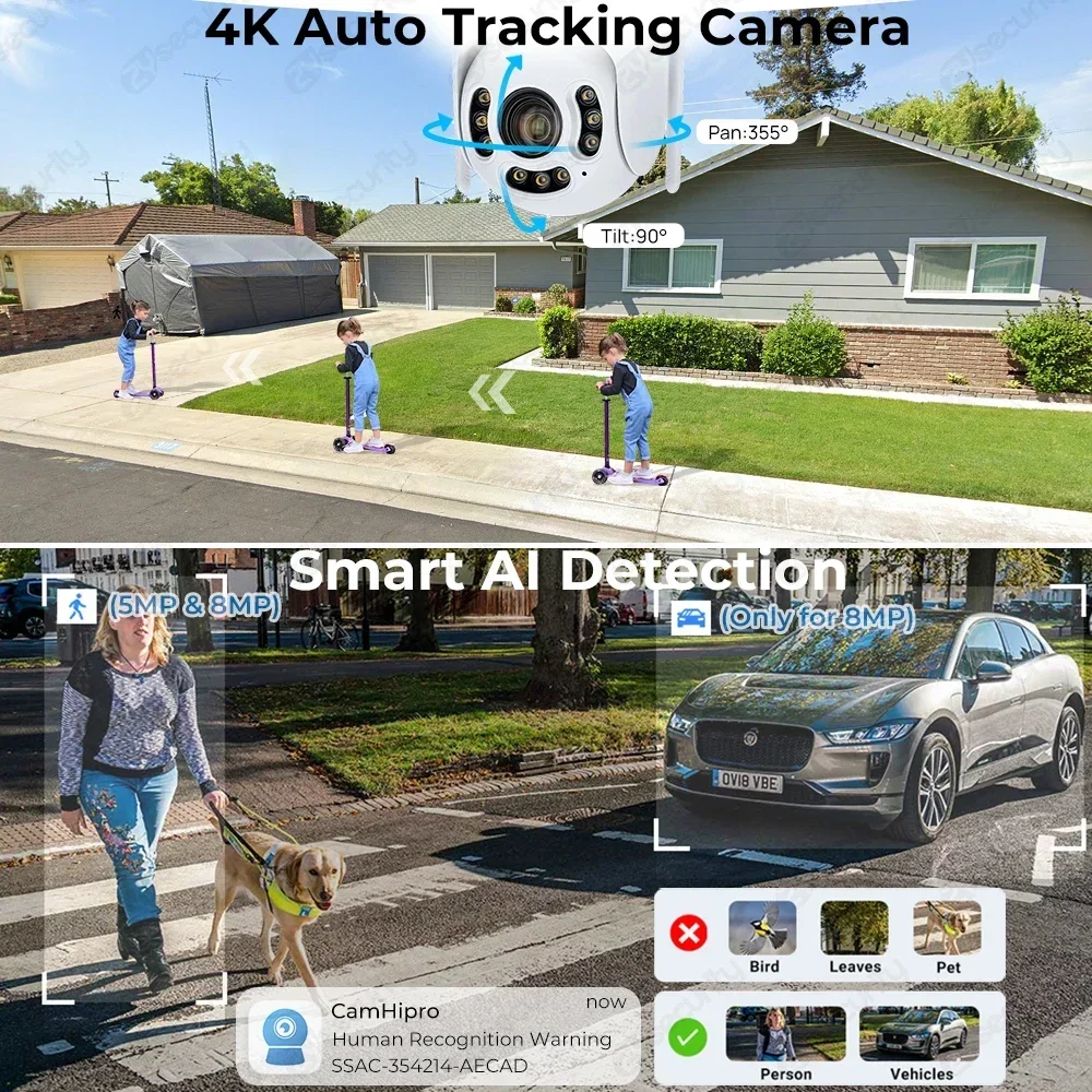 4K 8MP 5X/10X 光学ズーム WiFi POE PTZ ドーム IP カメラヒューマノイド自動追跡屋外監視カメラ CCTV セキュリティカメラ