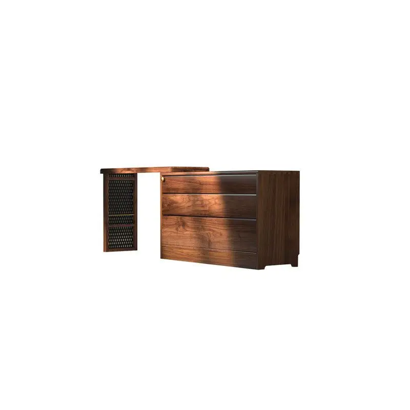 

Modern simple black walnut push-pull dresser chest cabinet integrated, makeup table storage cabinet can be moved against the