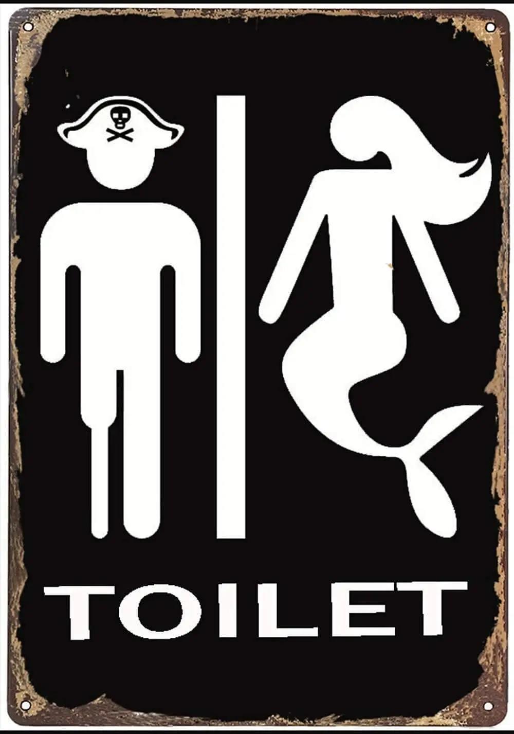 Geuuki Pirate and Mermaid Toilet Sign Antique Metal Tin Wall Decor for Home Cafe Bar Club Men Cave Plaque  Tin-a