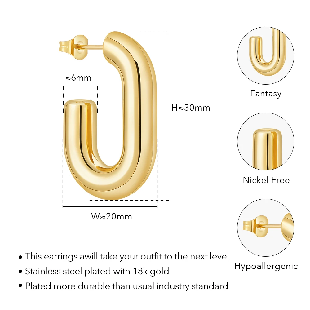 Enfashion Aretes Half Paper Clip Hollow Tube Stud Earrings Gold Color Stainless Steel Earings For Women Fashion Jewelry E241564