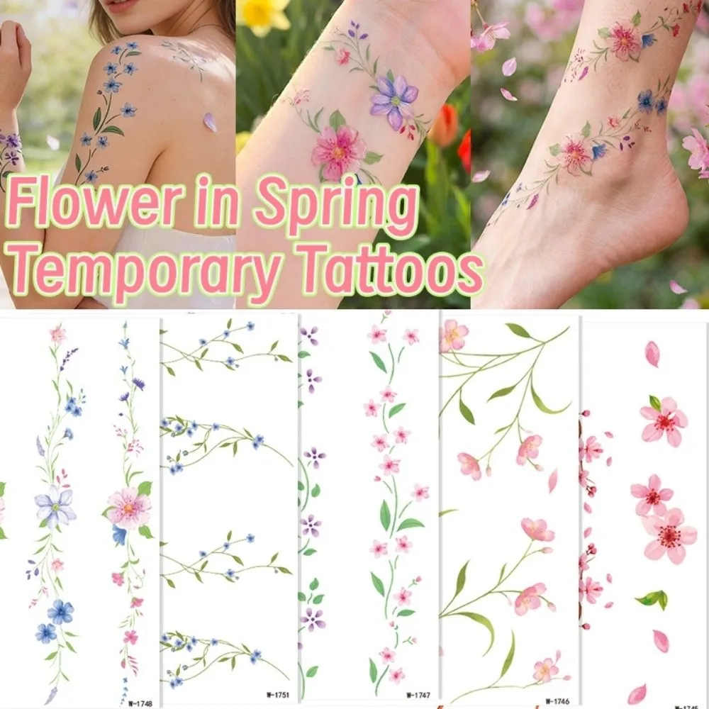 

Realistic Flower in Spring Temporary Tattoos Disposable Waterproof Rose Stickers Tattoo Stickers Facial Art DIY