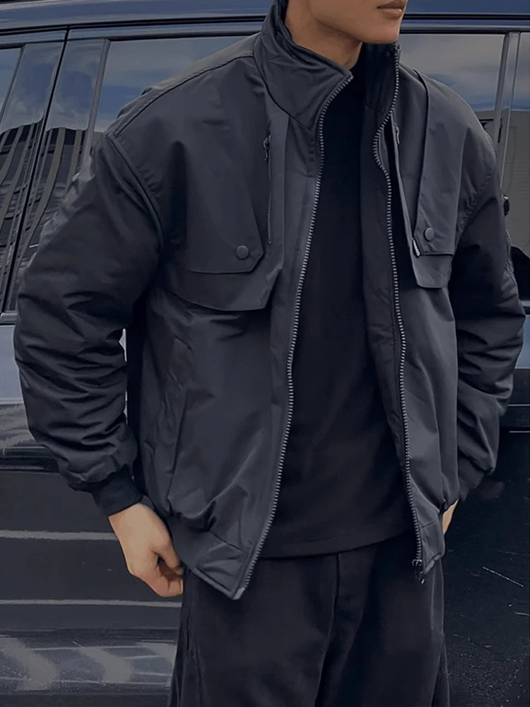 سترة طيران أمريكية كلاسيكية من القطن، معطف عمل قصير للرجال، سترة شتوية سميكة، ياقة واقفة، ألياف بوليستر نظيفة وملائمة.