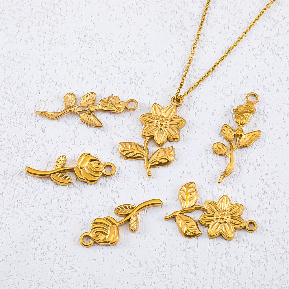2pcs 5pcs Stainless Steel Flower Butterfly Love Heart Bow Pendent for DIY Necklace Earring Gift Jewelry Making Accessories - view 5