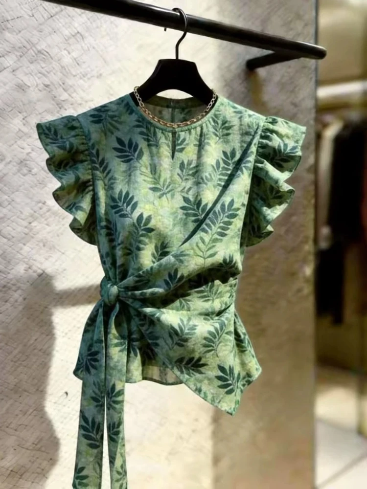 Elegant Top Navy Striped Short Sleeve Button Decor Women Summer 2026 New Luxe Exquisite Casual Chic Versatile Classy Blouse