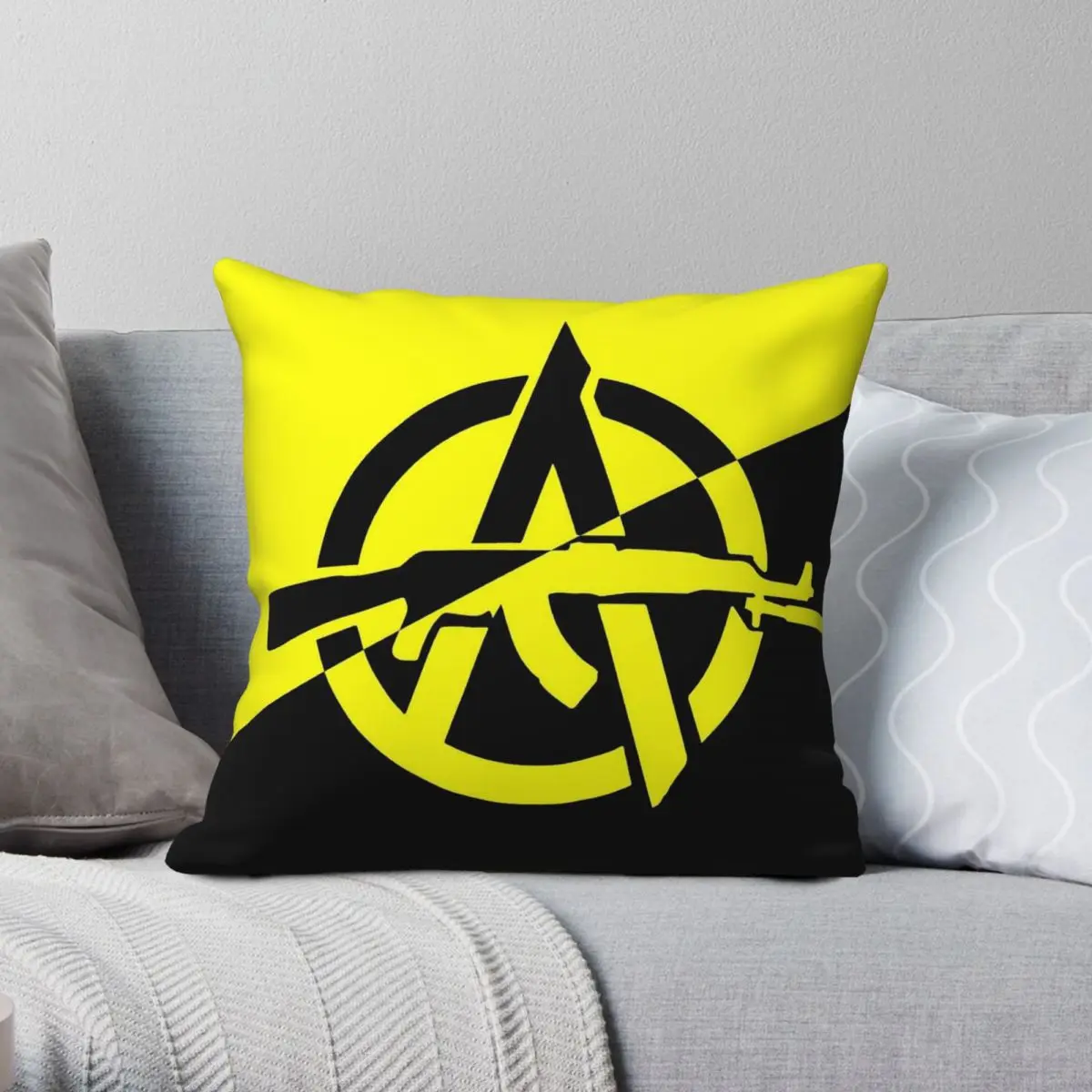 

Anarcho Capitalist Flag Ak 47 Square Pillowcase Polyester Linen Velvet Pattern Zip Decorative Home Cushion Case Wholesale
