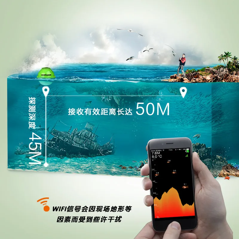 con telefono cellulare Pesca visiva ad alta definizione Sonar ad ultrasuoni wireless Pesca invernale Pesca sul ghiaccio