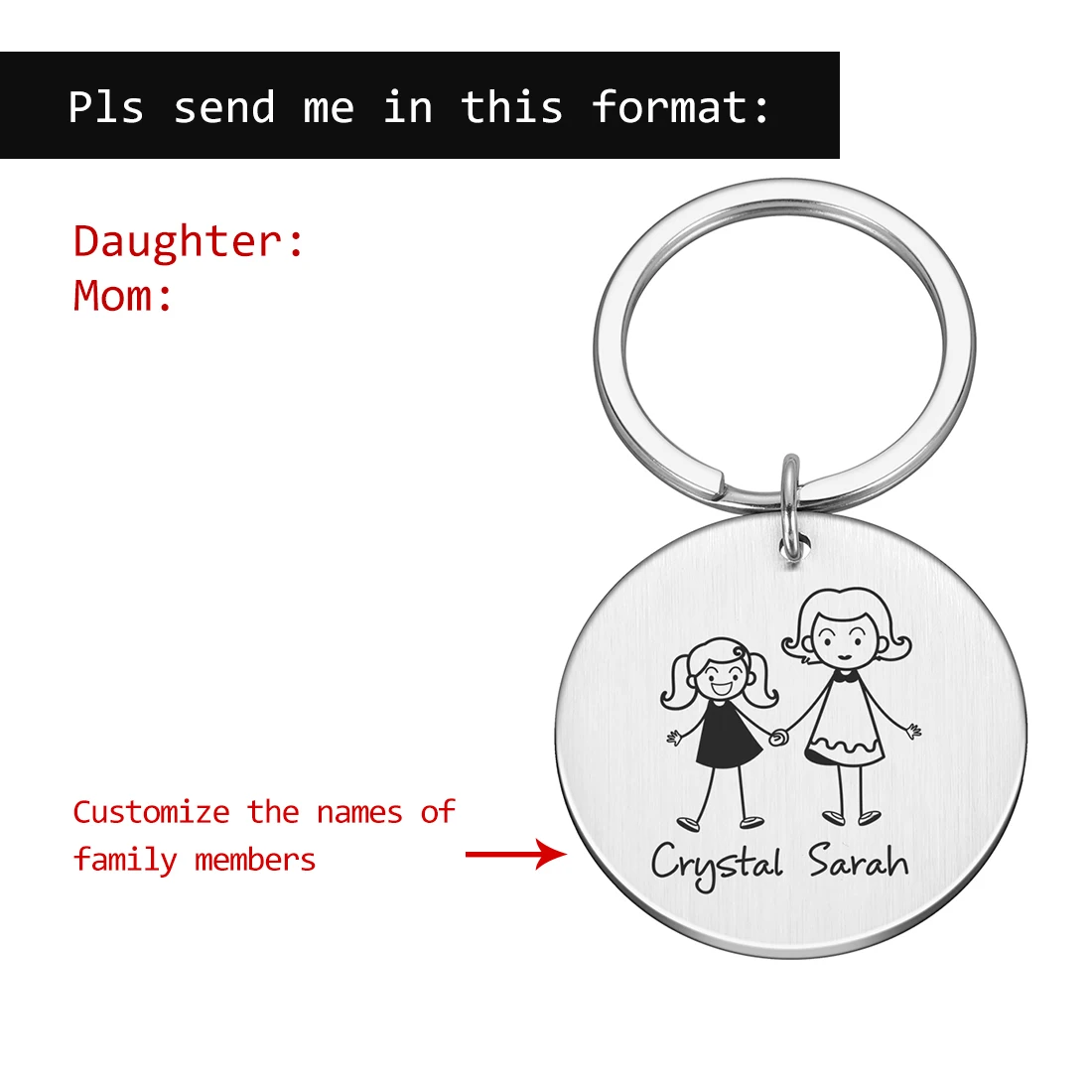 Personalized Family Keychain Engraved Family Gifts for Parents Children Present Keyring Bag Charm Families Member Gift Key Chain