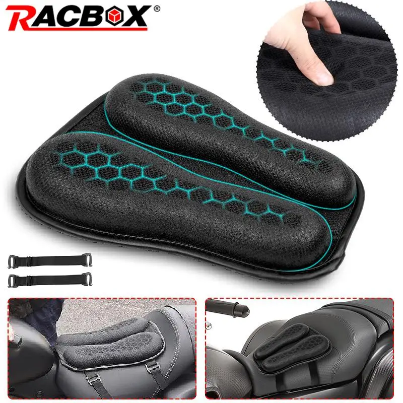 Motorcycle Gel Seat Cushion Breathable Summer Cool 3D mesh fabric Comfort Motorbike Rear front Seat Pads Anti-Slip Seat Cushion