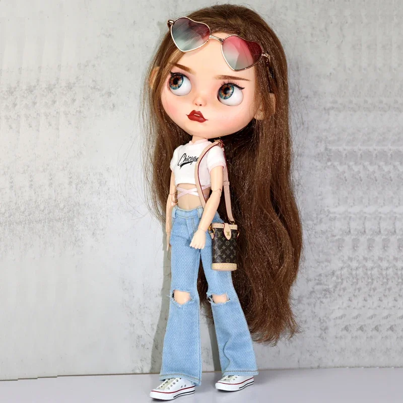 For Blythe Doll Clothes Bell-bottoms Jeans Pants for Ob24 Ob22 Azone Dolls Outfit