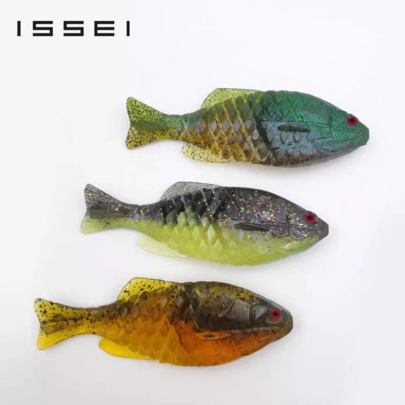 Мягкая приманка TSUNEKICHI ISSEI Leaf для плавания рыбы, черная приманка для окуня, мандариновой рыбы, многосекционная приманка для рыбы, 3 дюйма