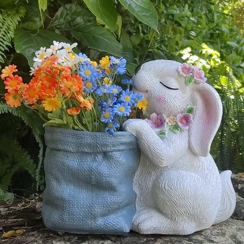 

Rabbit Garden Pot Animal-Themed Succulent Planter Decorative Flower Stand Creative Home Garden Decor Whimsical Garden