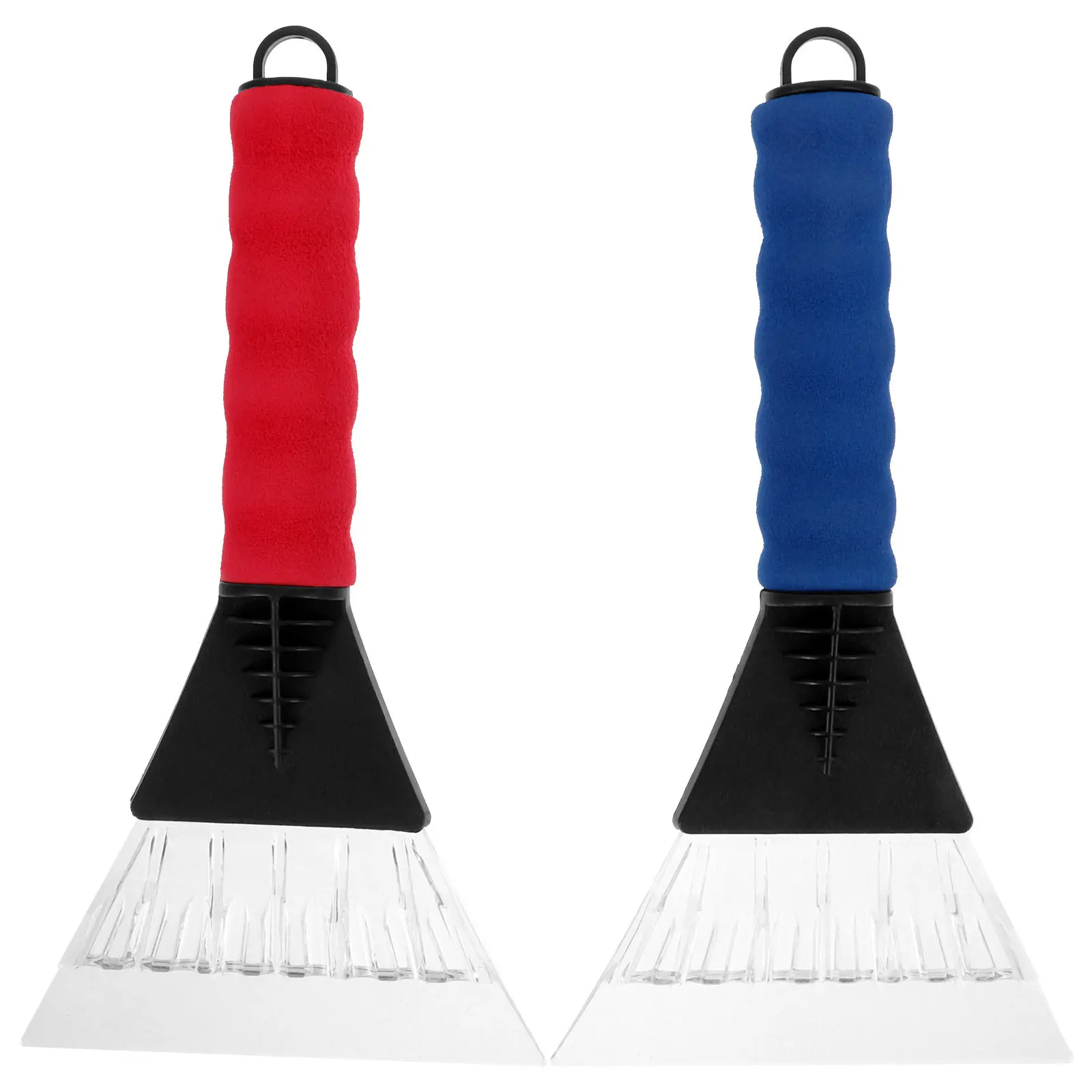 2Pcs Car Snow Scraper Ice Scraper for Windshield Plastic Non Slip Rubber Sleeve Dual Use Dry Wet Thick Ice Removal Safe Glass