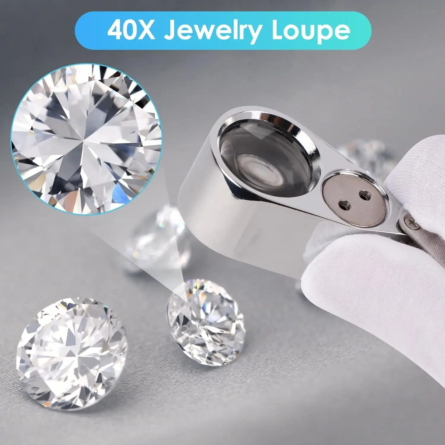 40X LED/UV Illuminated Jeweler's Loupe Magnifier Pocket Folding Magnifying Glass for Close Work
