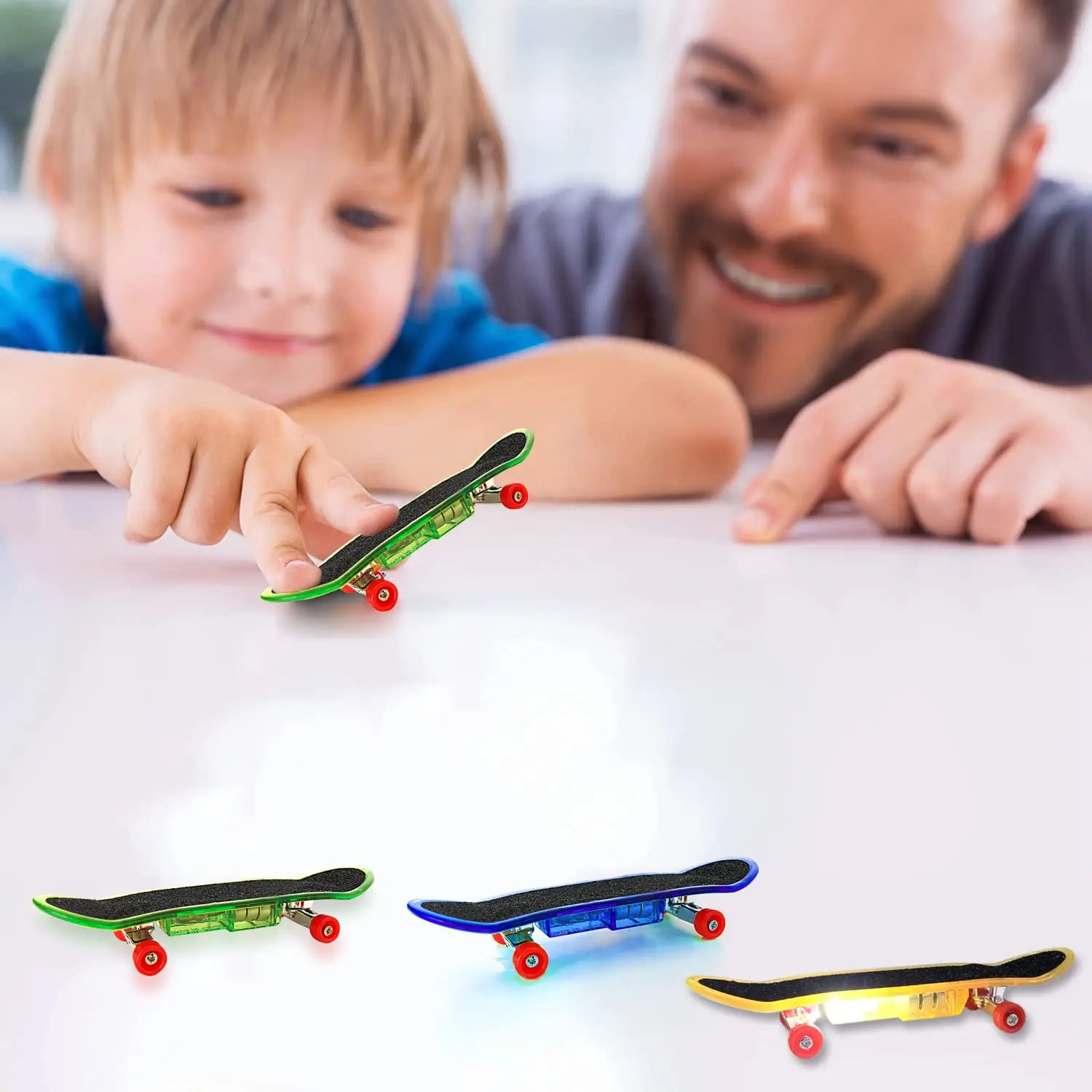 Mini Finger Skateboard for Kid Set of 25,Light up Mini Finger Toy LED Fingerboard Hand Skater for Fingertip Movement Sport Finge