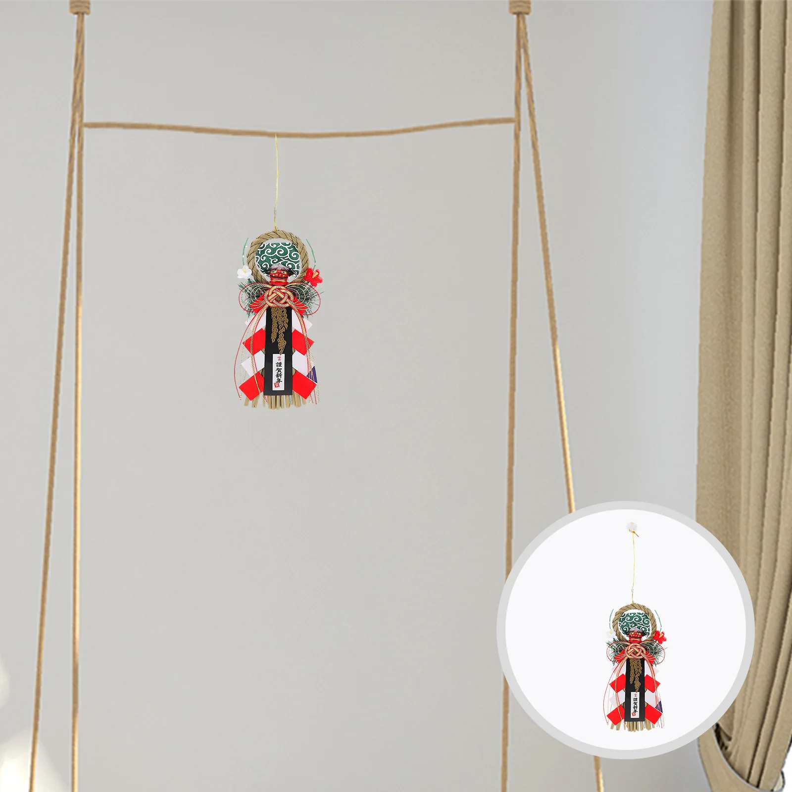 

1Pcs Grass Knitted Pendant Handwoven Straw Safe Japanese Style Wall Hanging Door Hanging Decor Sushi Store Decorative