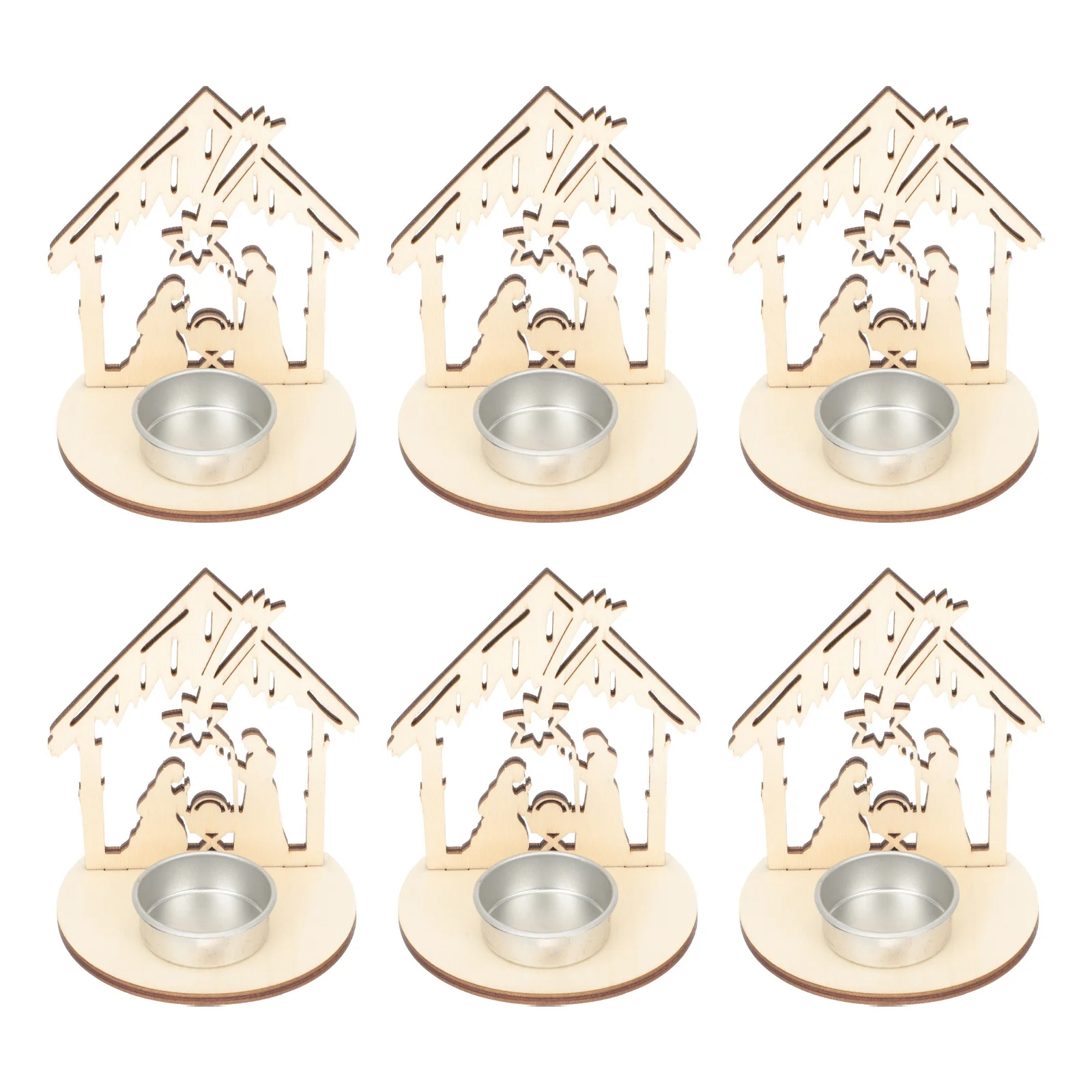 

6Pcs Exquisite Wooden Holders Design Simple Decorative Stand for Home Office Desk Ornament