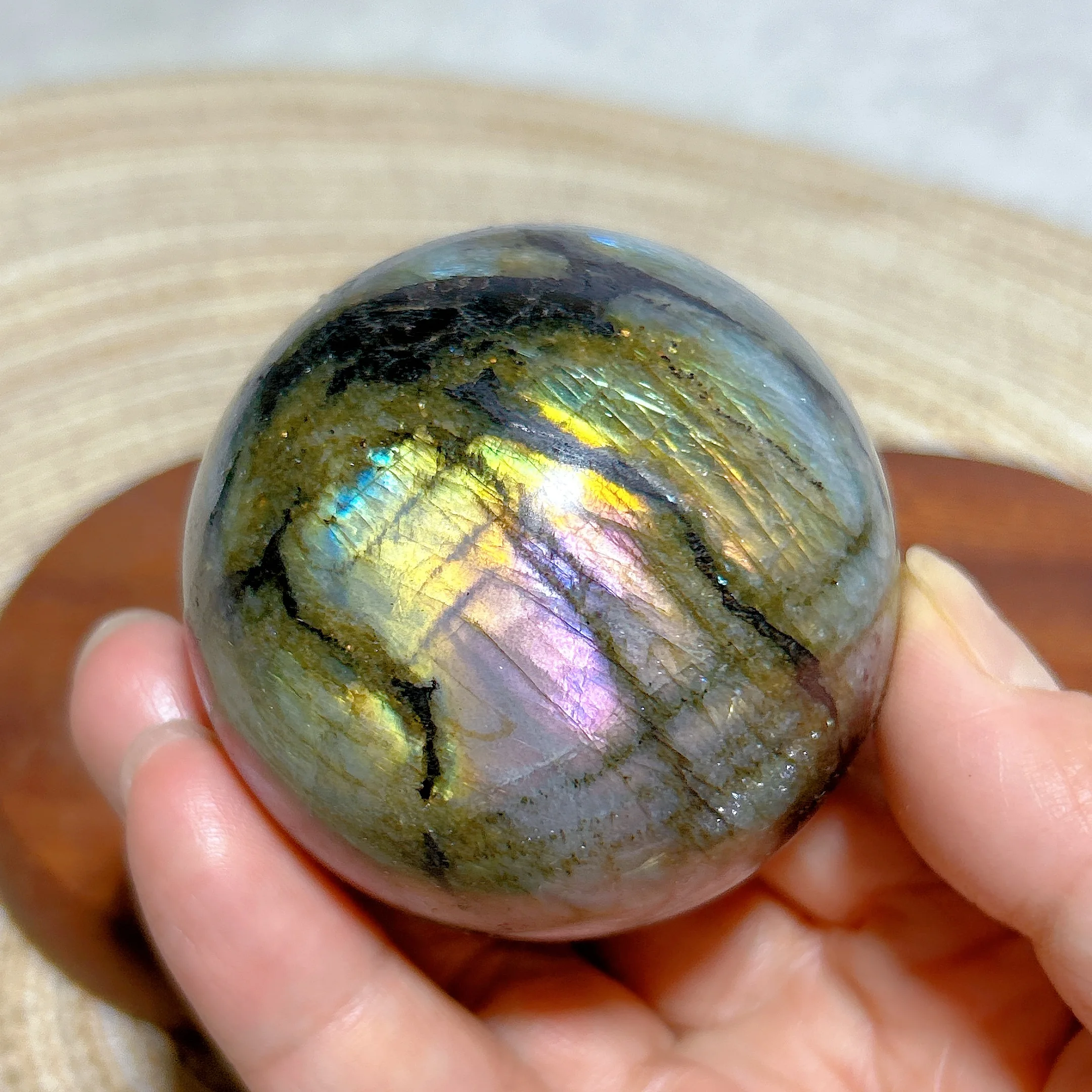 Sphère de Labradorite Naturelle Éclatante Polie de Haute Qualité – Cristal Guérisseur, Pierre Précieuse Minérale, Énergie Reiki, Décoration d'Intérieur, Cadeau