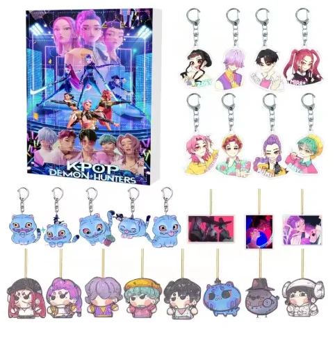 صندوق غامض لصيد شيطان K-pop، صناديق أعمى، تقويم مجيء عيد الميلاد، ألعاب هدايا مفاجئة، 3 أنماط، ساخن، 24 قطعة #2