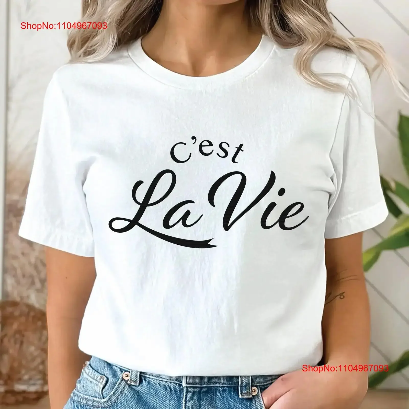 Camiseta francesa C'est La Vie que dice la vida Francia amante mujeres citas positivas mujer significativa vintage lavado ligeramente cómodo