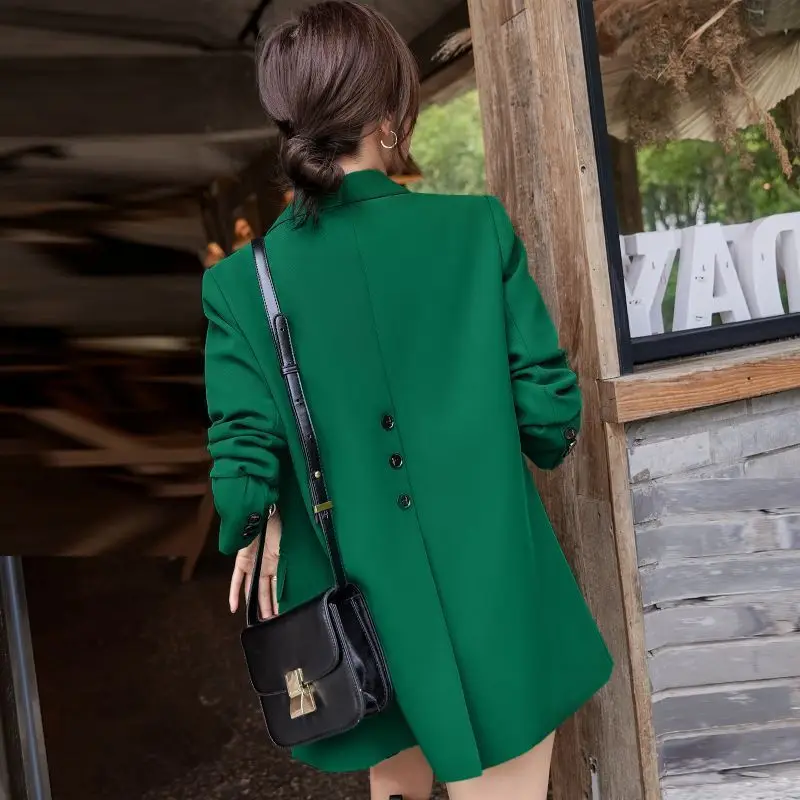 

Женские блейзеры высокого качества с замком цвета шампанского, женские двухрядные трендовые воротники, микропрозрачные украшения, разнообразная фигурка