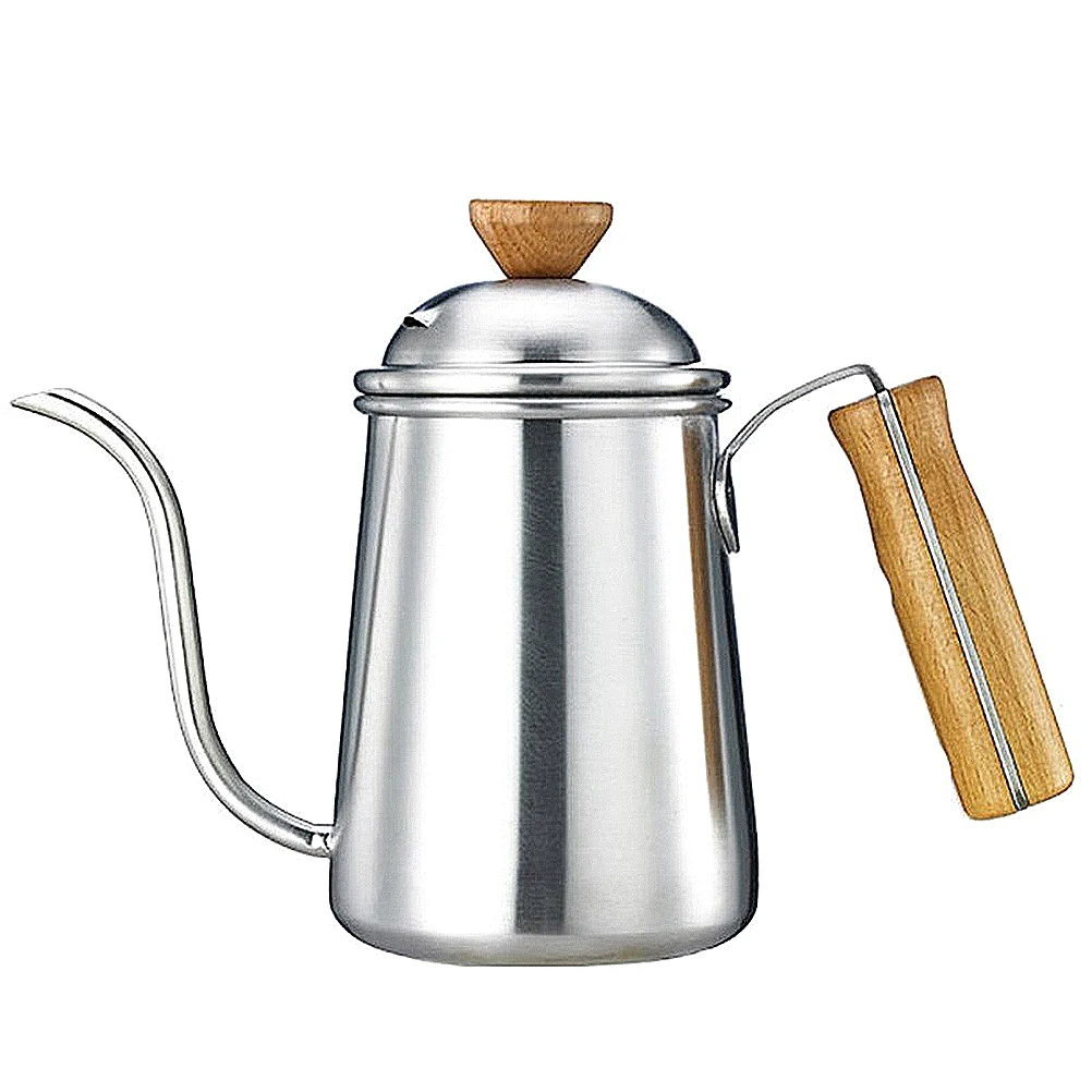 

Fine Mouth Coffee Kettle Stainless Steel Large Capacity Modern Rust Proof Wooden Handle Creative Design Perfect Gift