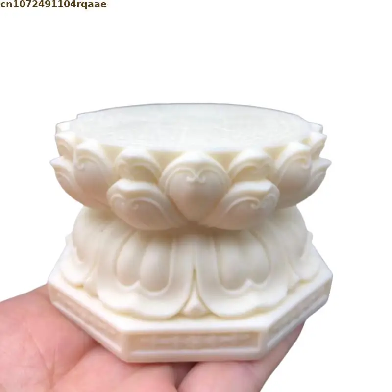 Carved Ivory Fruit Guanyin Buddha Statue Miniature Lotus Base For Buddha Platform Figurines Sorting Table Standing Flower Base