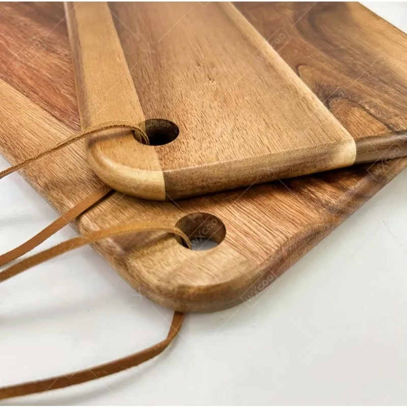 لوح تقطيع من خشب السنط مع فتحة معلقة، ألواح تقطيع المطبخ على الوجهين لقطع اللحوم والخضروات والطبخ المنزلي #4