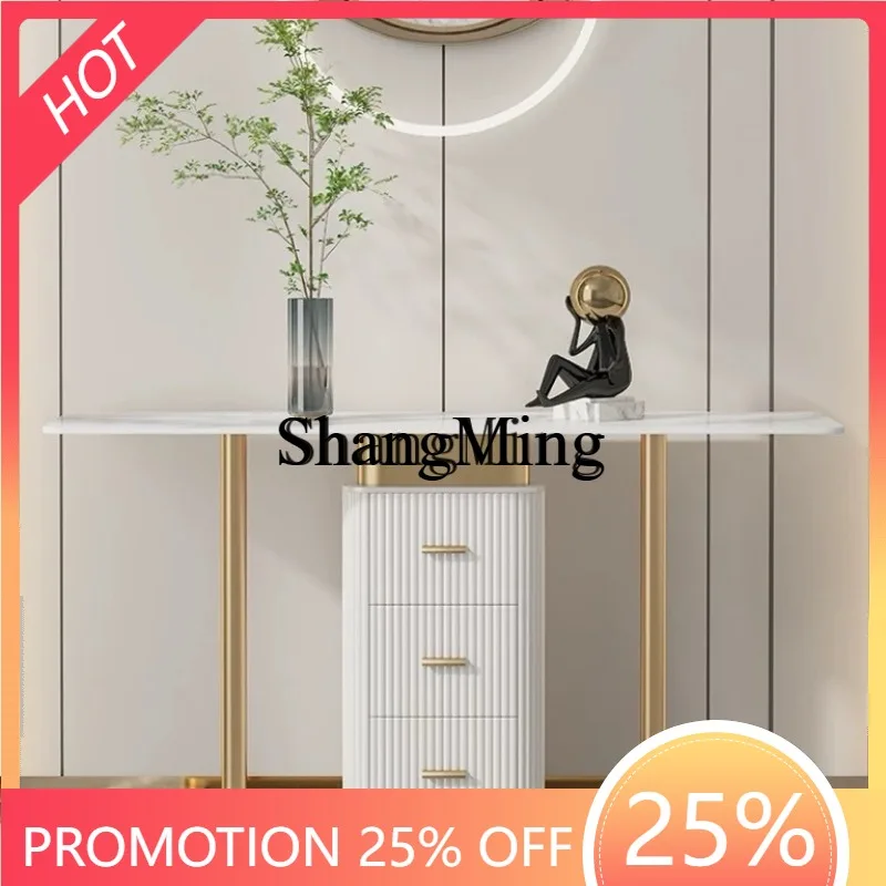 

CL and modern entrance hall entry strip case against the wall rock slab entrance table decoration