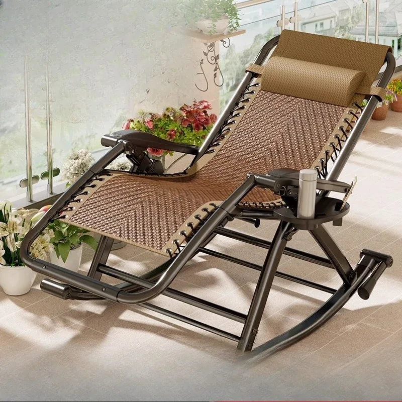 Elderly Balcony Rocking Adult Reclining Living Room Leisure Back Rattan Chair Lazy Sofa Foldable