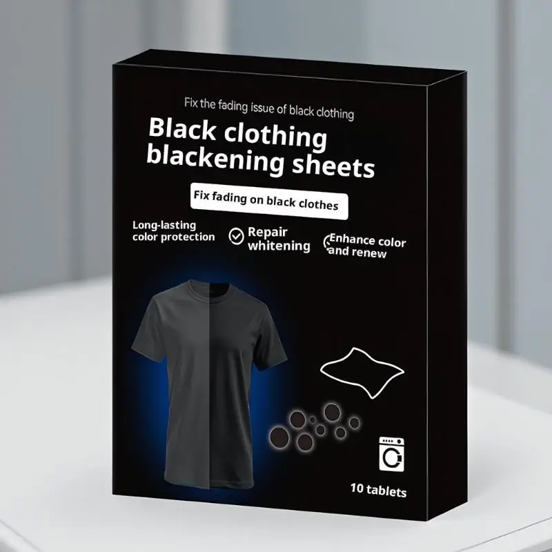 10pcs Black Clothing Restorer Laundry Tablets; Restores Vibrancy; Enhances Color; Efficiently Prevents Fading.