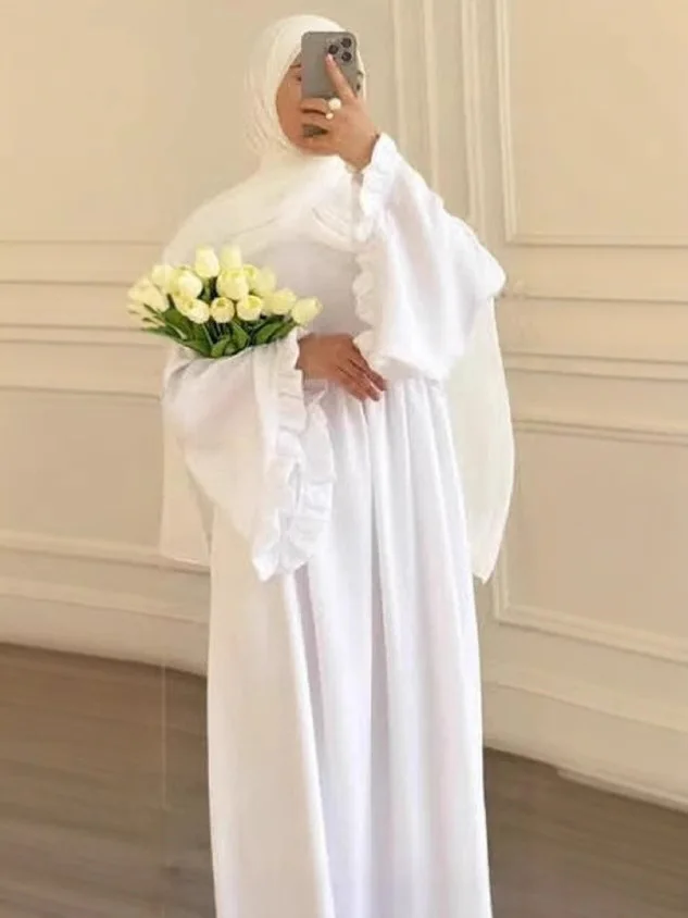 Eid Moslim Jurk voor Vrouwen Flare Mouw Jalabiya Kaftan Islam Vestidos Arabische Lange Gewaad Caftan Ramadan Marokko Dubai Abaya 2025