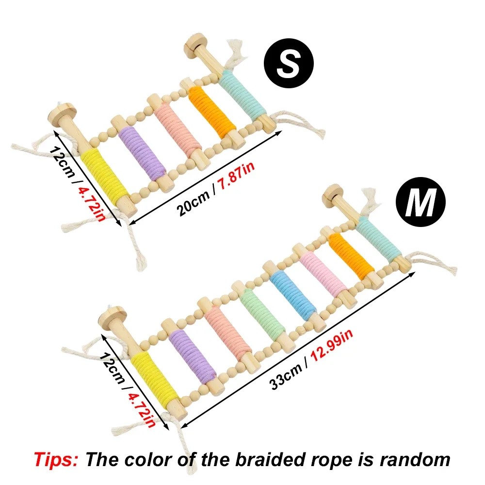 5/8 خطوات الخشب سلم الحيوانات الأليفة التفاعلية الطيور الببغاء لعبة سلم ل قفص هامستر مضحك طحن عصا تسلق لعبة الطيور الملحقات