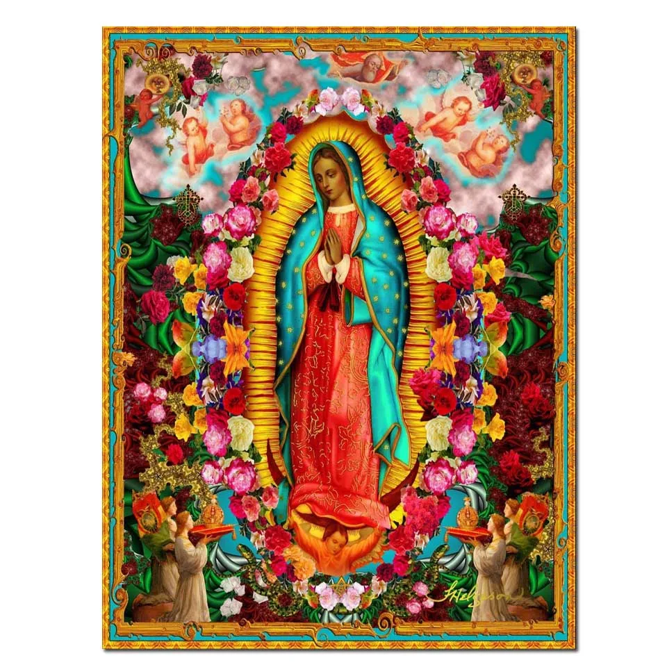 5D Diy Diamond Painting Cross Stitch Kits Diamond Embroidery Our Lady of Guadalupe Virgin wystrój domu Mother god natura