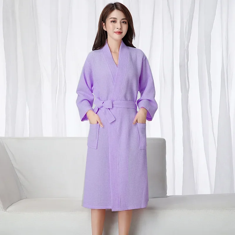 

100% Cotton Long Thick Absorbent Terry Bath Robe Kimono Light Weight Towel Bathrobe Sleepwear Dressing Gown Bathrobe