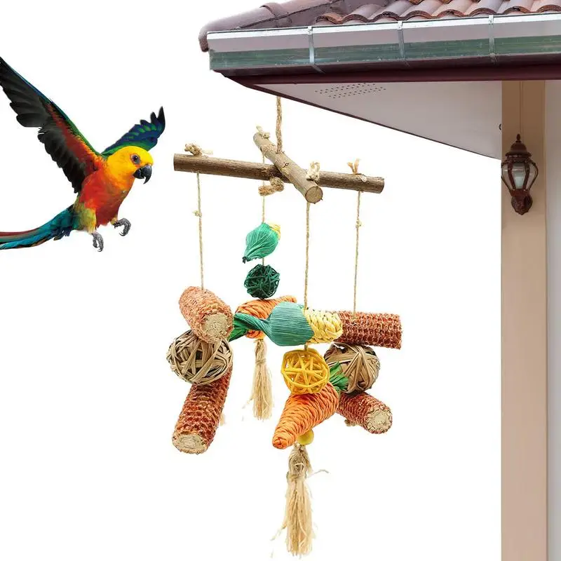 Conure Toys Large Parrot Toys Parrot Foraging Shredder Toys Natural Multi-colored Wooden Blocks For African Gray Parrots Small