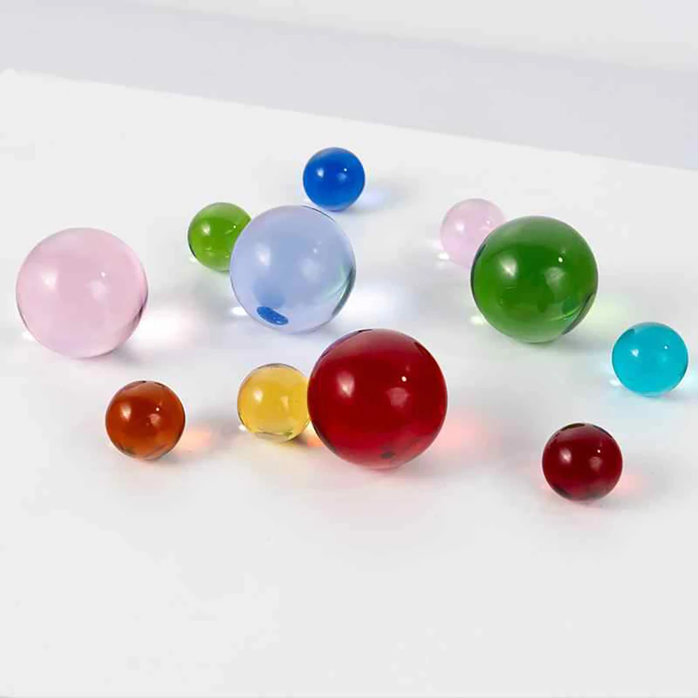 10Pcs Dia 8/12/14/16/18/20mm Solid Color Glass Balls Crystal Ball Transparent Decoration Fish Tank Balls DIY Game Art Pieces