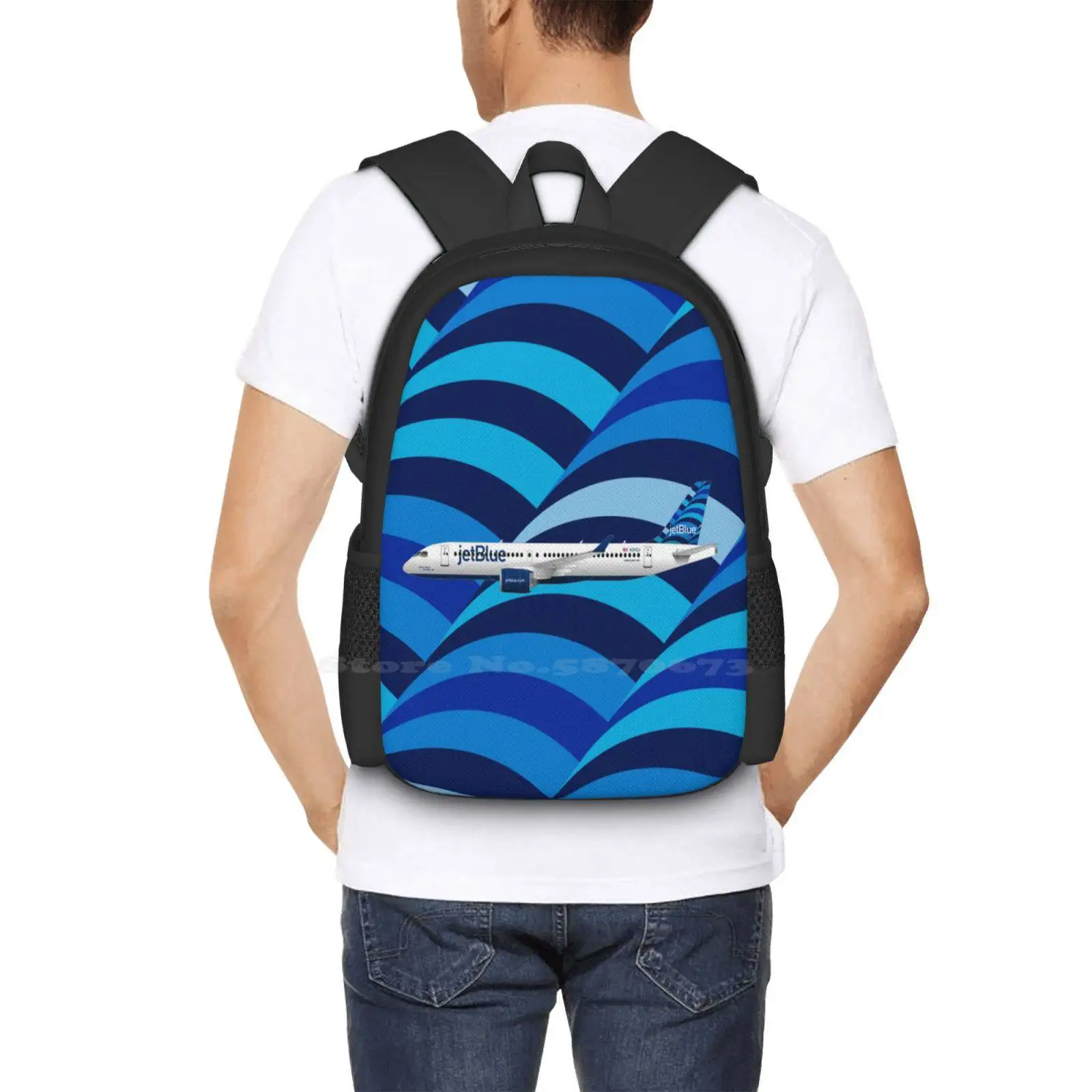 Jetblue Airbus A220-300 Hot Sale Schoolbag Backpack Fashion Bags Jetblue Airways Airbus A220 300 Airlines Airplanes Aircraft