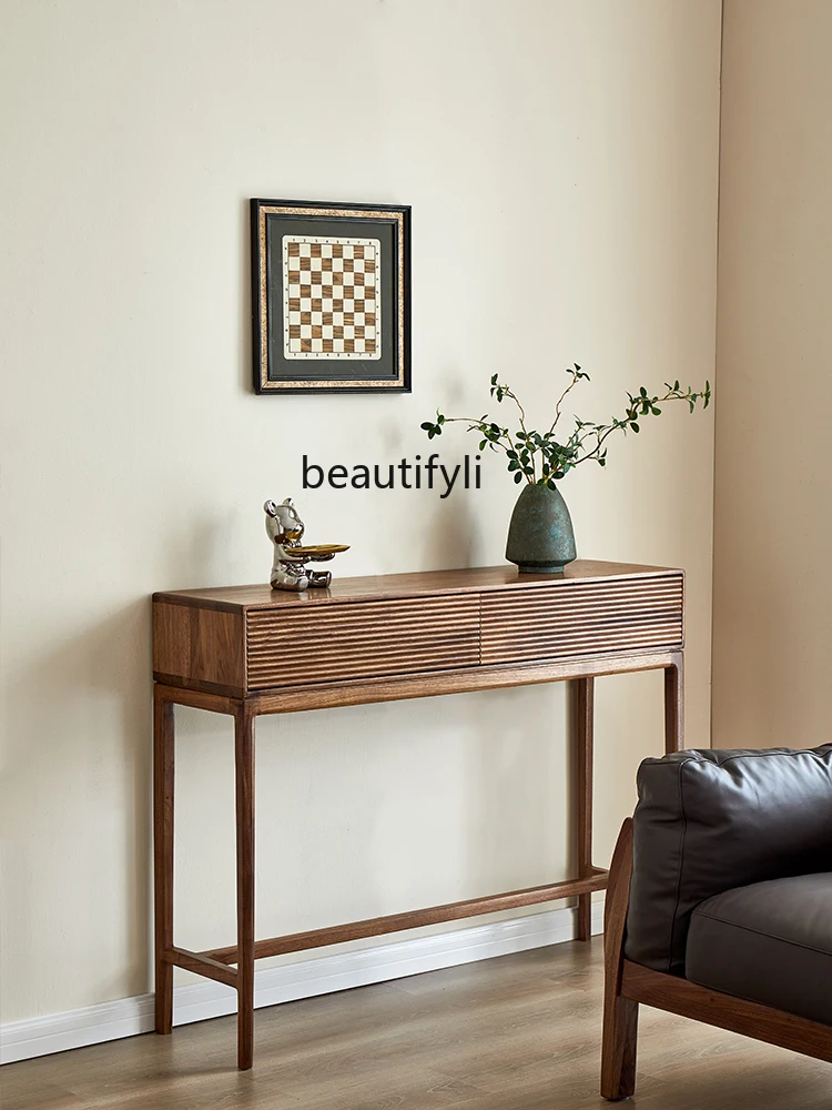 

North American Black Walnut Solid Wood Household Entrance Cabinet Side Table New Chinese Style Wall Side Table