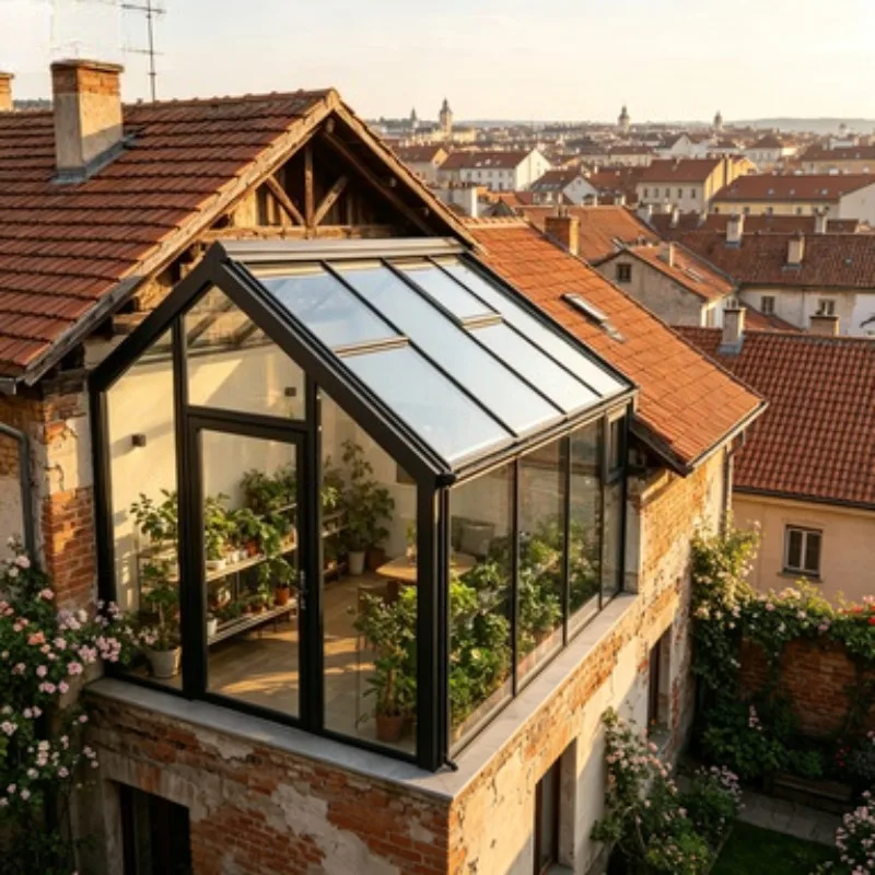 For Villa Garden Aluminum Sunroom Glass House Outdoor Conservatory Double Tempered Glass Waterproof Patio Room with Roof